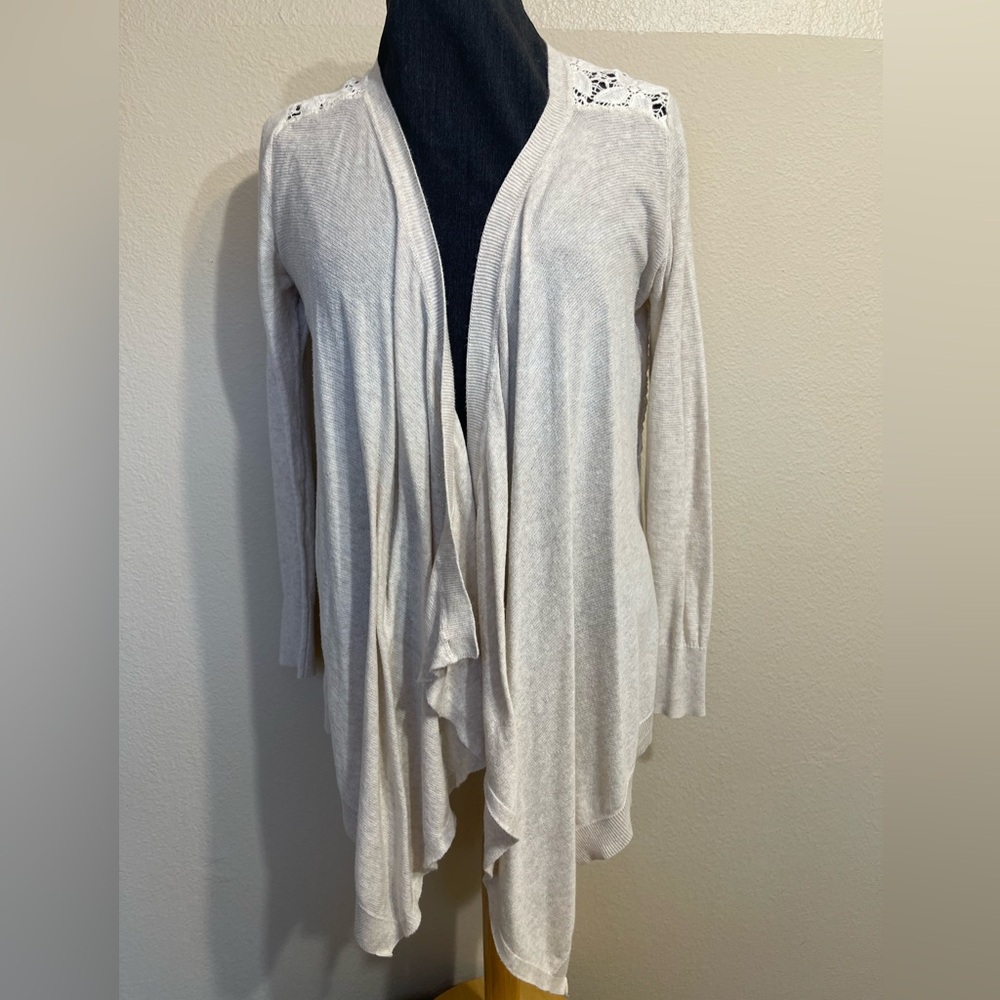 Boho Lace back open front cardigan women’s S 100% cotton